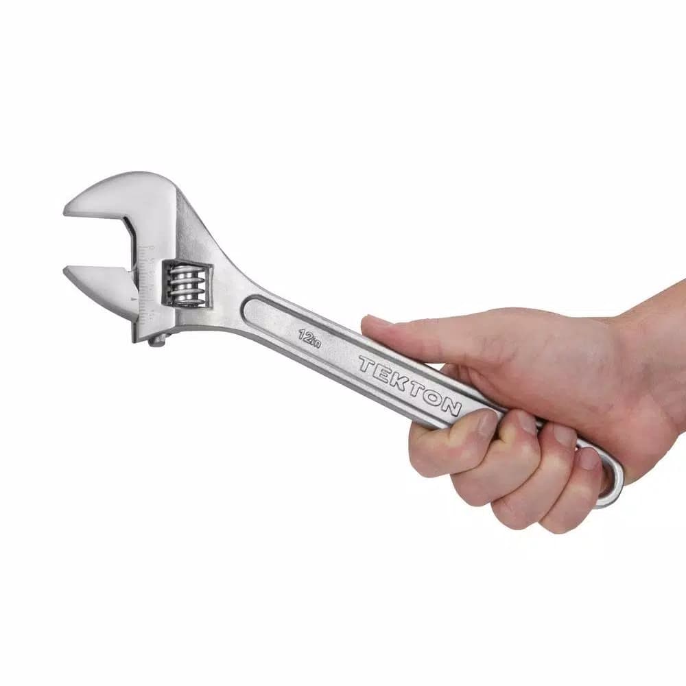 TEKTON 12 in. Adjustable Wrench, Carbon Steel with Satin Chrome Finish
