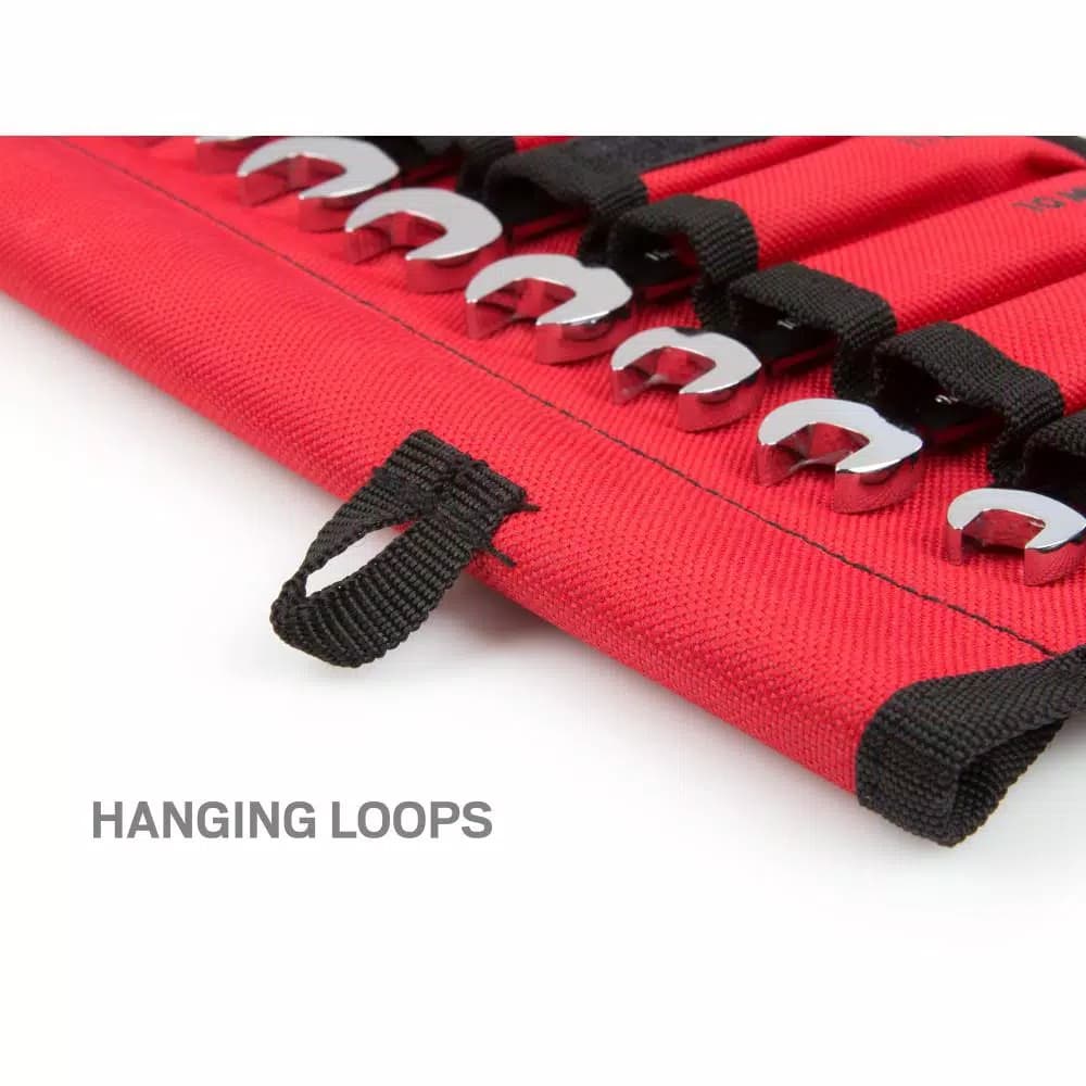 TEKTON 12-Piece Metric Stubby Combination Wrench Set, 8-19 mm with Roll-Up Pouch