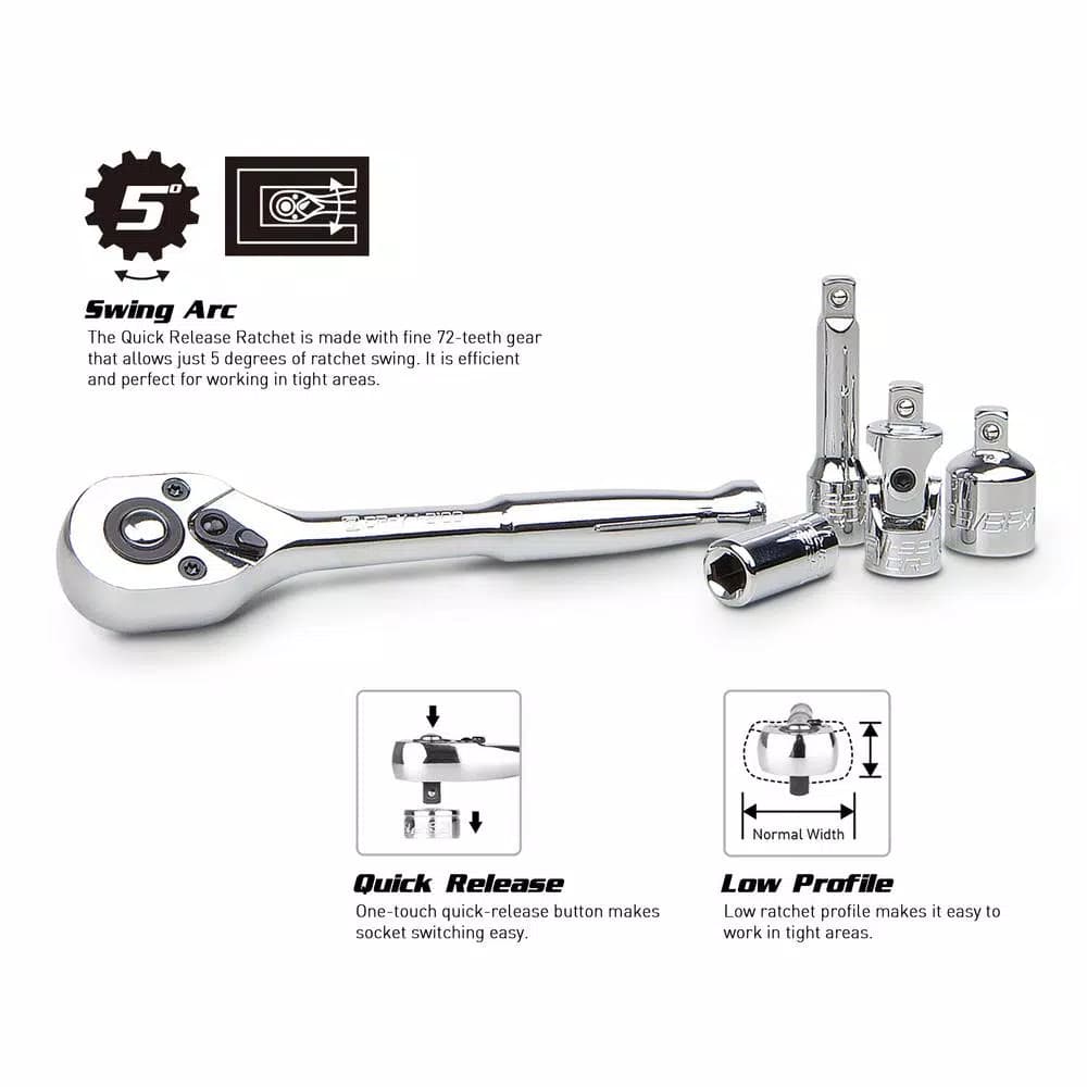 Capri Tools 51-Piece 1/4 in. Drive SAE/Metric Master Socket Set with Ratchet and Accessories