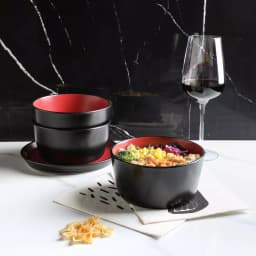 STONE LAIN 16-Piece Red and Black Stoneware Dinnerware Set, Service for 4 thumbnail 8