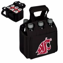 Picnic Time Washington State University Cougars 6-Bottle Insulated Neoprene Beverage Carrier, Black thumbnail 2