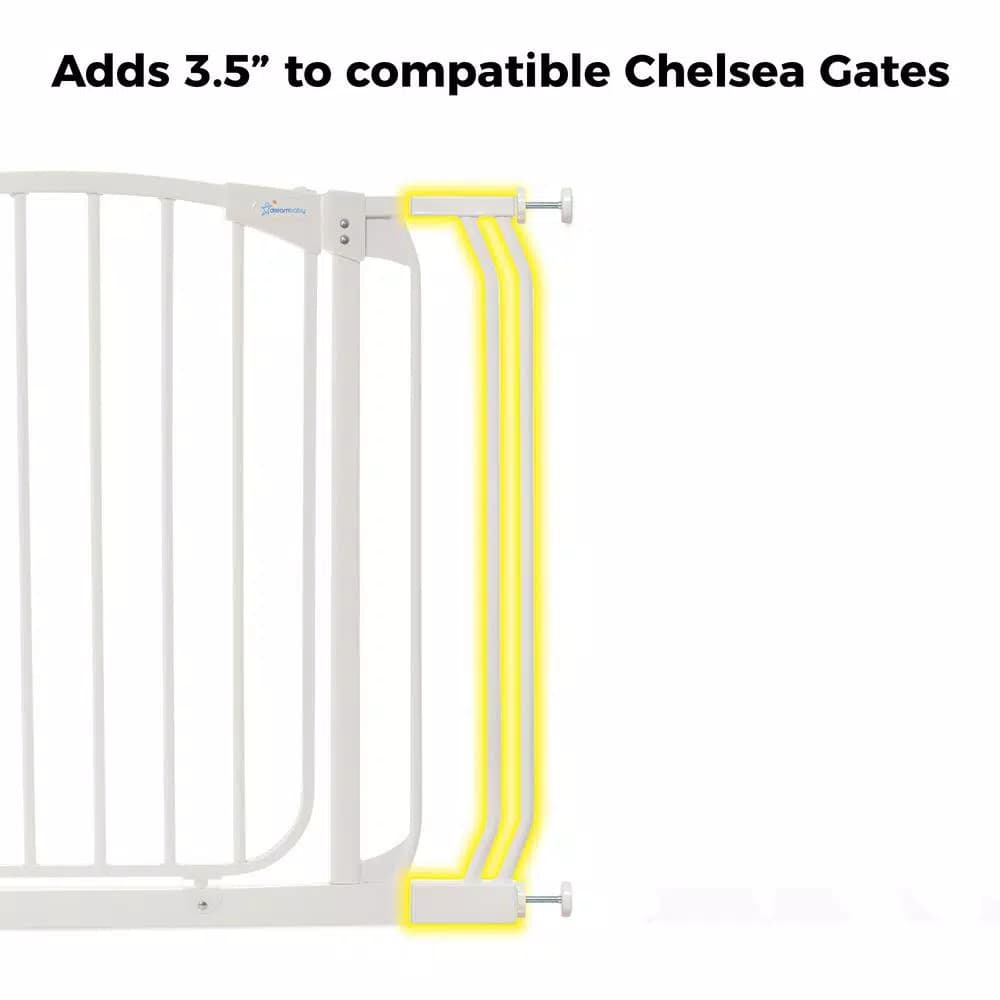 Dreambaby 3.5 in. Gate Extension for Chelsea Series Standard Height Child Safety Gates, White