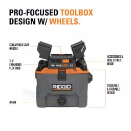 RIDGID 10 Gal. 5.0 Peak HP ProPack Plus Wet/Dry Shop Vacuum with Qwik Lock Filter thumbnail 3