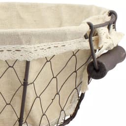 Stonebriar Collection 12 in. x 5 in. Iron Decorative Baskets with Fabric Lining and Wooden Handles, 2-Pack thumbnail 2