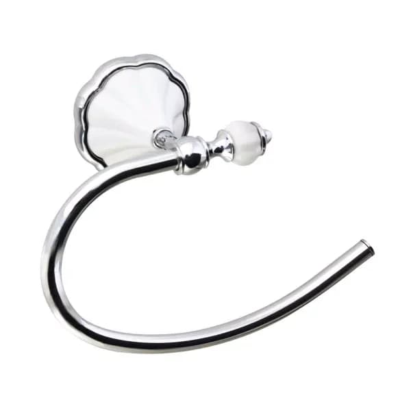 MODONA Flora Series C-Style Towel Ring, White Porcelain and Polished Chrome