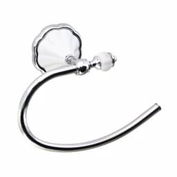 MODONA Flora Series C-Style Towel Ring, White Porcelain and Polished Chrome thumbnail 1