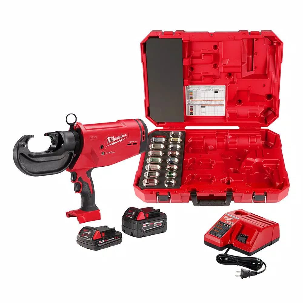 Milwaukee M18 FORCE LOGIC 750 MCM Cordless Crimper Kit with EXACT Copper U-Style Dies
