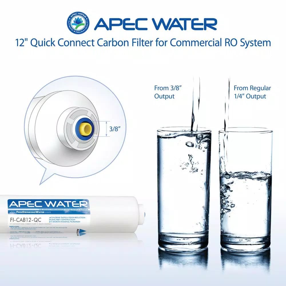 APEC Water Systems 12 in. Commercial Grade Inline Carbon Post-Filter, 3/8 in. Output for APEC Light Commercial RO Systems