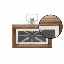 LITTON LANE Oak Brown and Silver Traditional Mango Wood Table Clock thumbnail 3