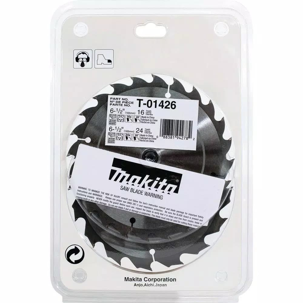 Makita 6-1/2 in. Carbide-Tipped Circular Saw Blade 2-Piece Set (16T & 24T)