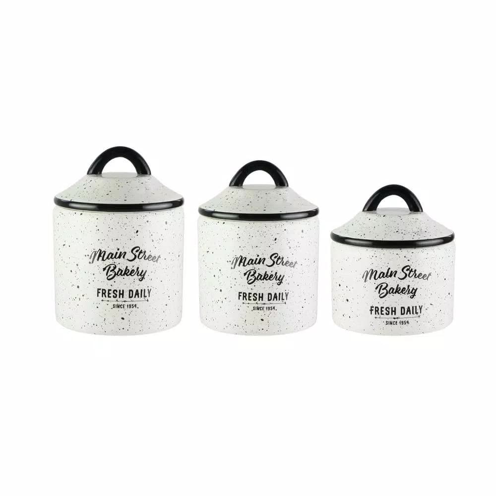 American Atelier Main Street Bakery Ceramic Canister Set with Lids, 3-Piece
