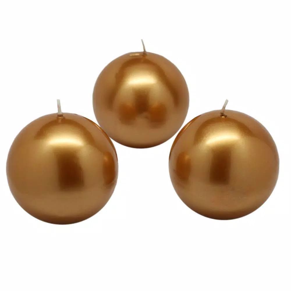 Zest Candle Biedermann and Sons 3 in. Metallic Gold Ball Candles, 6-Pack