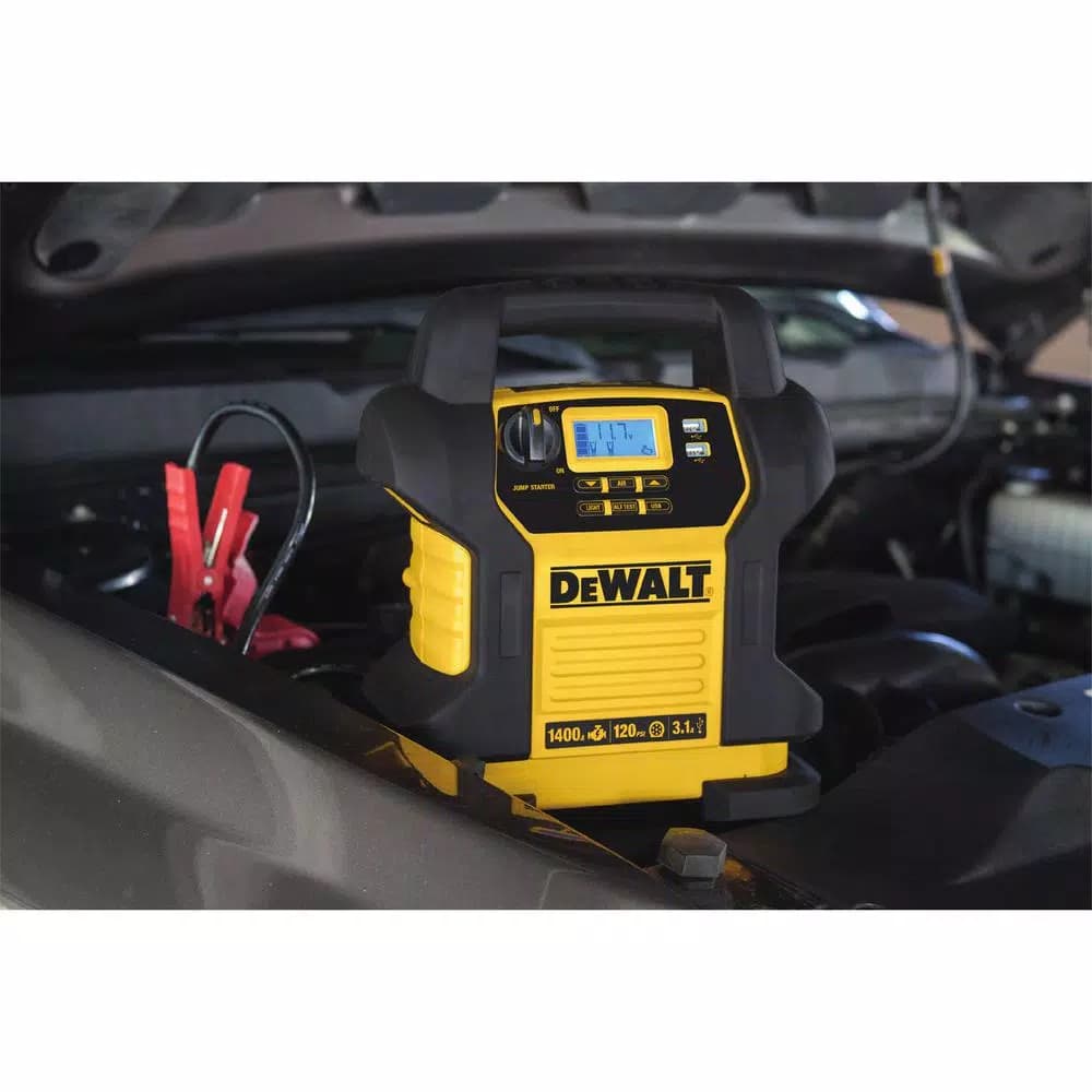 DEWALT 1400 Peak Amp Jump Starter with 120 PSI Digital Air Compressor and LED Work Light
