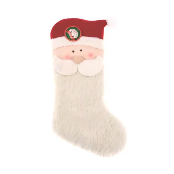 Santaland 21 in. 3D Santa Claus Polyester Plush Christmas Stocking, Red