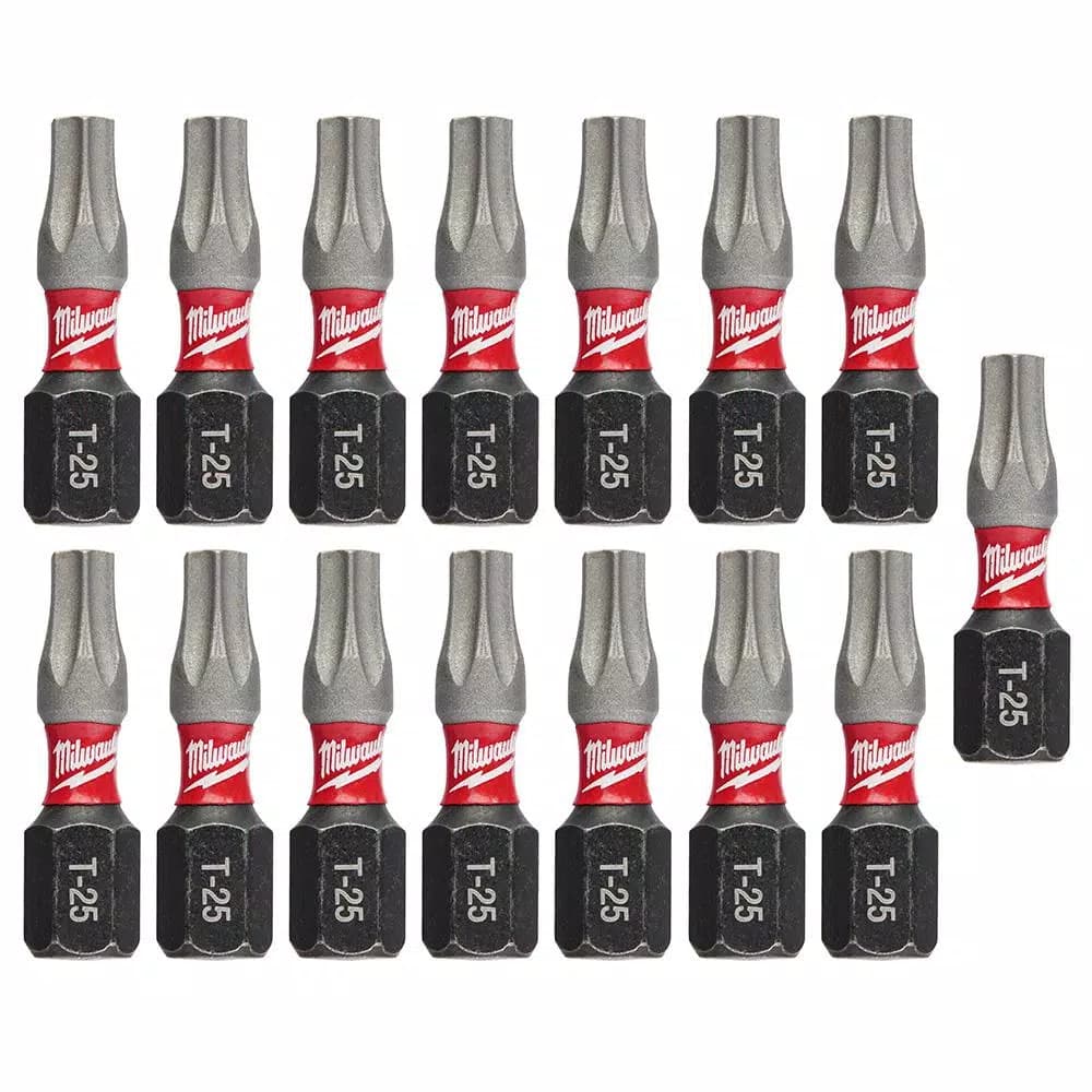 Milwaukee SHOCKWAVE T25 Torx 1 in. Impact Rated Steel Driver Bits, 15-Pack