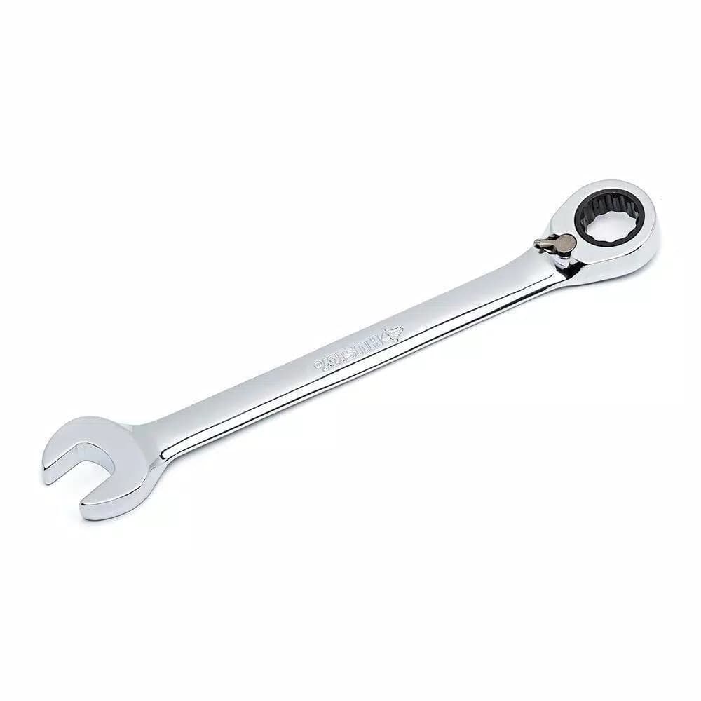 Husky 12 mm Reversible Ratcheting Combination Wrench, 72-Tooth Chrome Alloy Steel