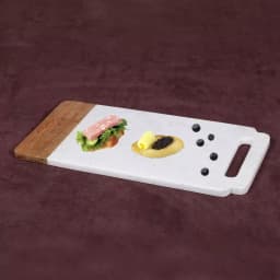 Creative Home Taj Elite Creamy White Marble and Mango Wood Serving Board, 18 x 9 in. thumbnail 3