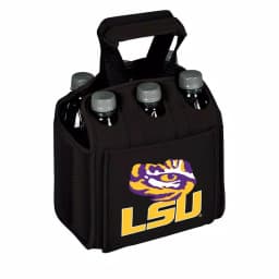Picnic Time Louisiana State University Tigers 6-Bottle Insulated Neoprene Beverage Carrier, Black thumbnail 1