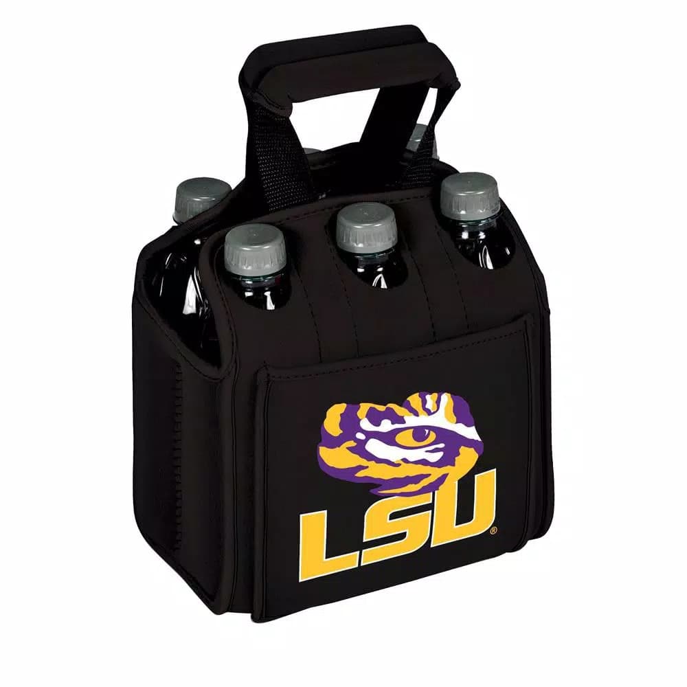 Picnic Time Louisiana State University Tigers 6-Bottle Insulated Neoprene Beverage Carrier, Black