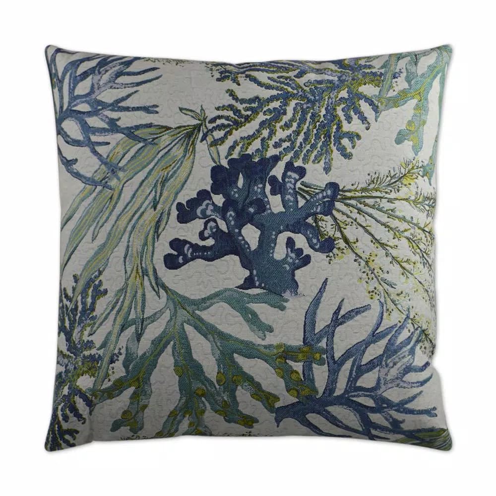 Unbranded Reef Blue Graphic Down Throw Pillow - 24 x 24 in. Coastal Style Square Pillow