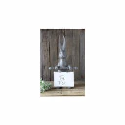 3R Studios 21 in. Grey Bunny Ceramic Message Board Statue - Farmhouse Decorative Sculpture thumbnail 1