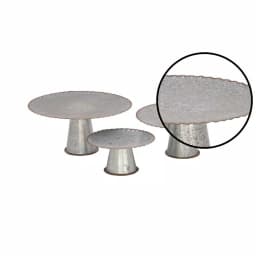 LITTON LANE Set of 3 Round Gray Iron Cake Stands with Copper Scalloped Edges, Farmhouse Style thumbnail 2