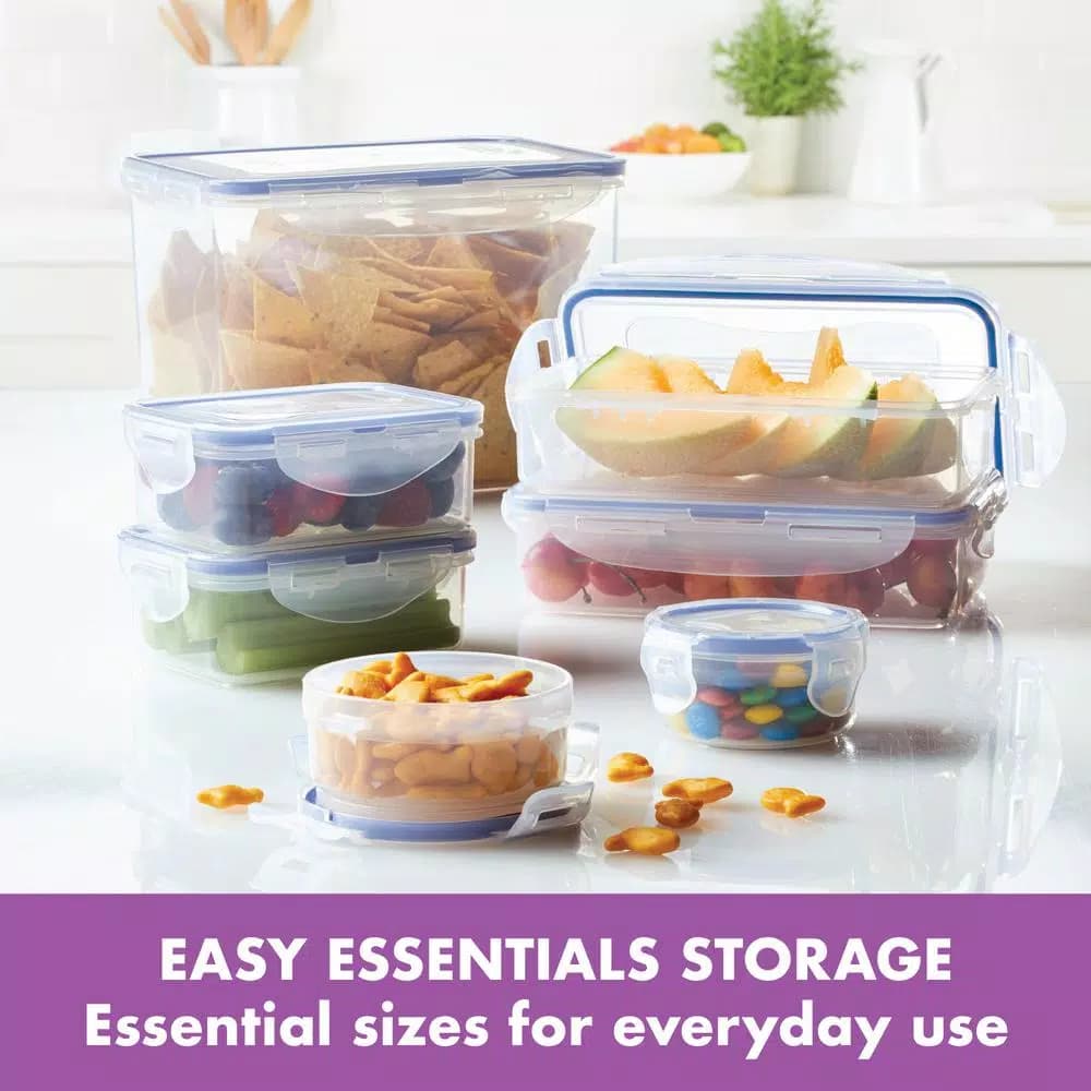 LOCK & LOCK Easy Essentials 18-Piece Food Storage Container Set with Airtight Lids, BPA-Free Plastic