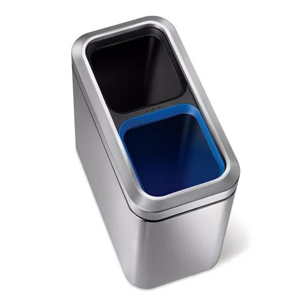 simplehuman 20-Liter Slim Open Recycler, Fingerprint-Proof Brushed Stainless Steel