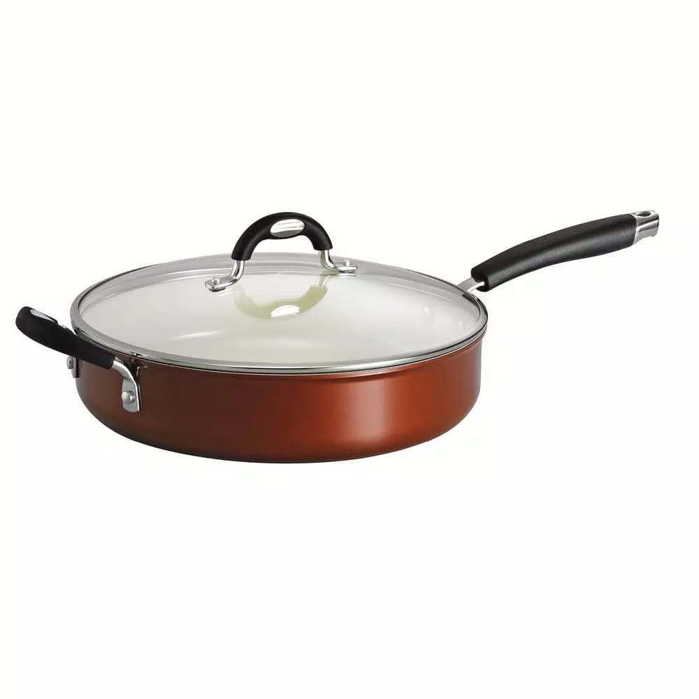 Tramontina Gourmet Deluxe 11 in. Aluminum Ceramic Nonstick Skillet with Glass Lid, Copper
