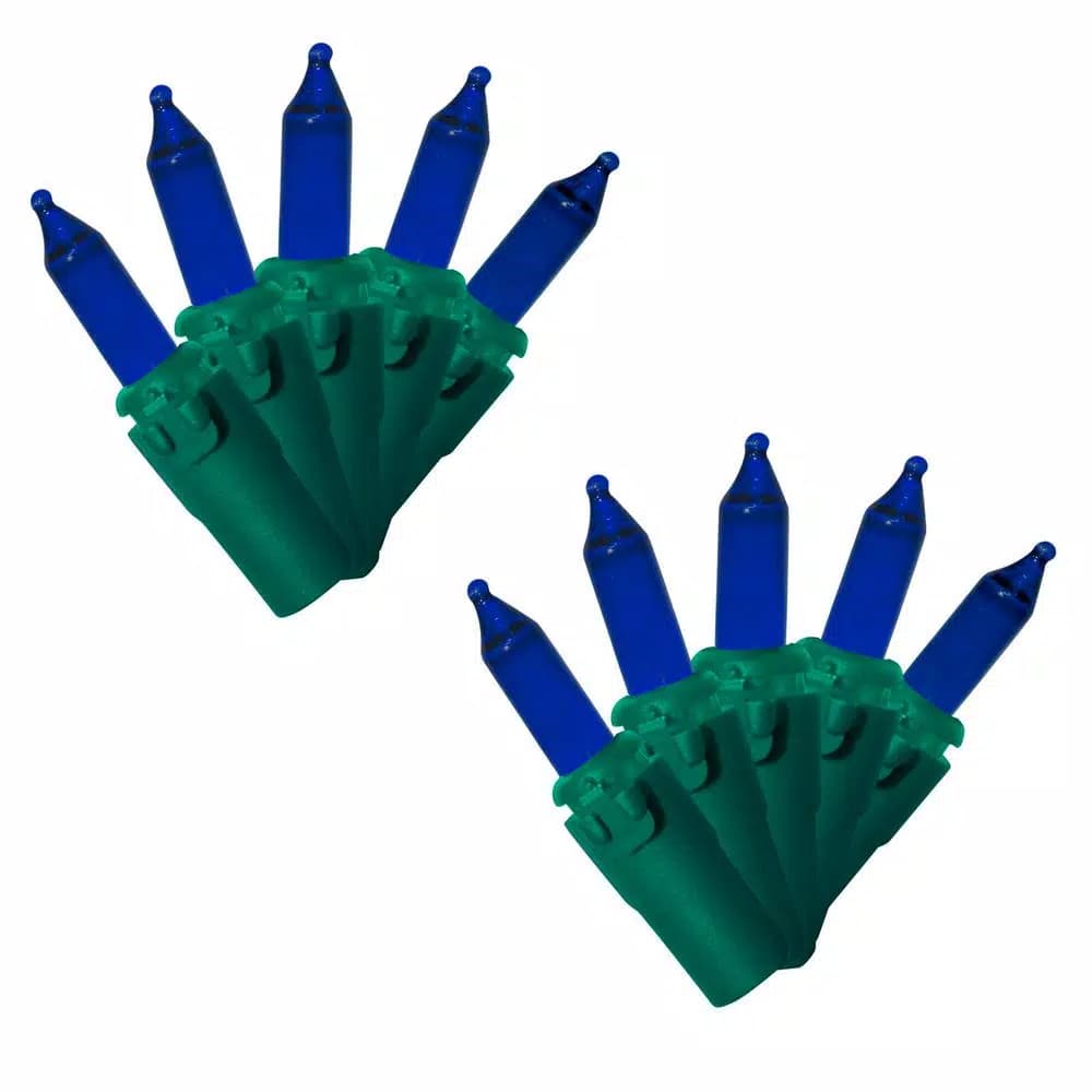 Brite Star 100-Light Blue Mini Christmas Lights, Incandescent, Green Wire (Box of 2)