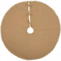 VHC Brands 48 in. Natural Burlap Christmas Tree Skirt with Fringed Edge and Taffeta Reverse thumbnail 1