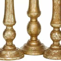 LITTON LANE Golden Mango Wood Candle Holder Set, Set of 3, Distressed Gold Finish thumbnail 6