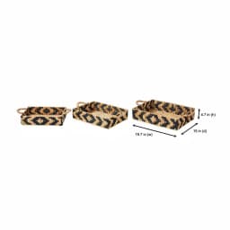 Home Decorators Collection Black and Natural Water Hyacinth Wicker Tray Set, 3-Piece Rectangle thumbnail 2