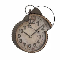 LITTON LANE Rustic Distressed Round Analog Wall Clock with Corrugated Iron Frame thumbnail 3