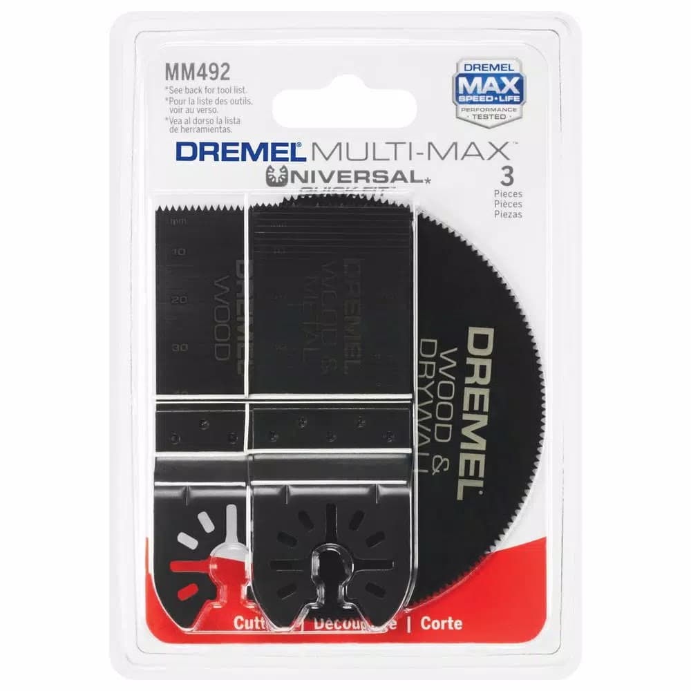 Dremel Multi-Max 3-Piece Oscillating Tool Universal Cutting Accessory Set for Wood, Metal, and Drywall