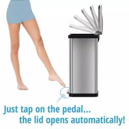 Halo TapCan 13 Gallon Smart Step Pedal Sensor Trash Can, Brushed Stainless Steel with Black Trim thumbnail 2