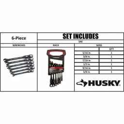 Husky 6-Piece SAE Flex-Head Ratcheting Wrench Set, 100-Position Locking thumbnail 13