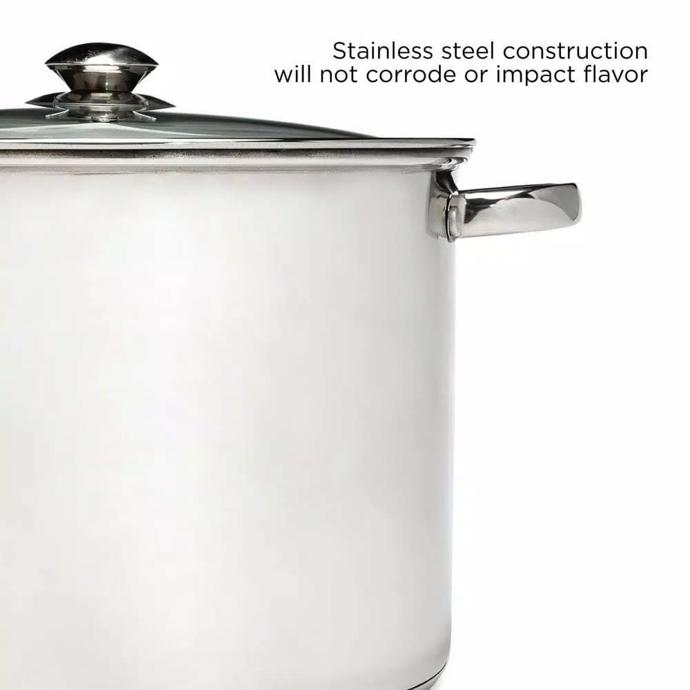 Ecolution Pure Intentions 16 Qt. Stainless Steel Stock Pot with Glass Lid
