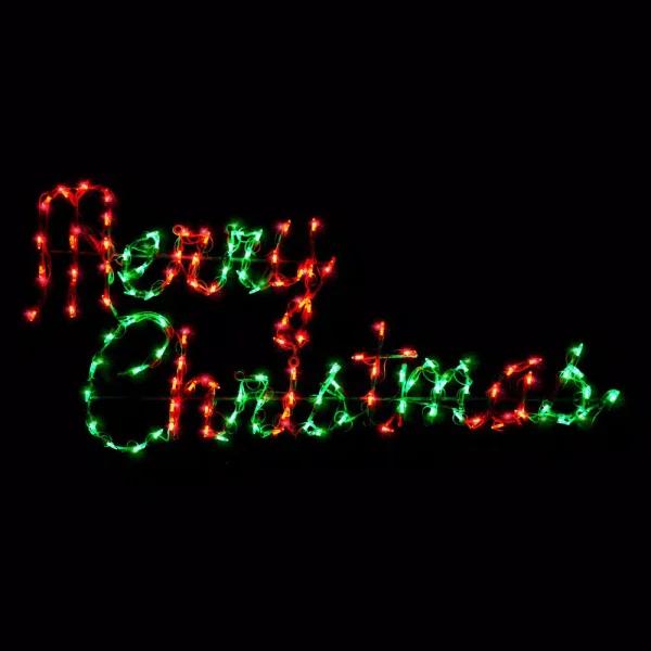 HOLIDYNAMICS HOLIDAY LIGHTING SOLUTIONS 44 in. Holidynamics LED Script Merry Christmas Sign, Red and Green Lights
