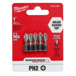 Milwaukee SHOCKWAVE 1 in. #2 Phillips Impact Duty Steel Insert Bits, 5-Pack thumbnail 2