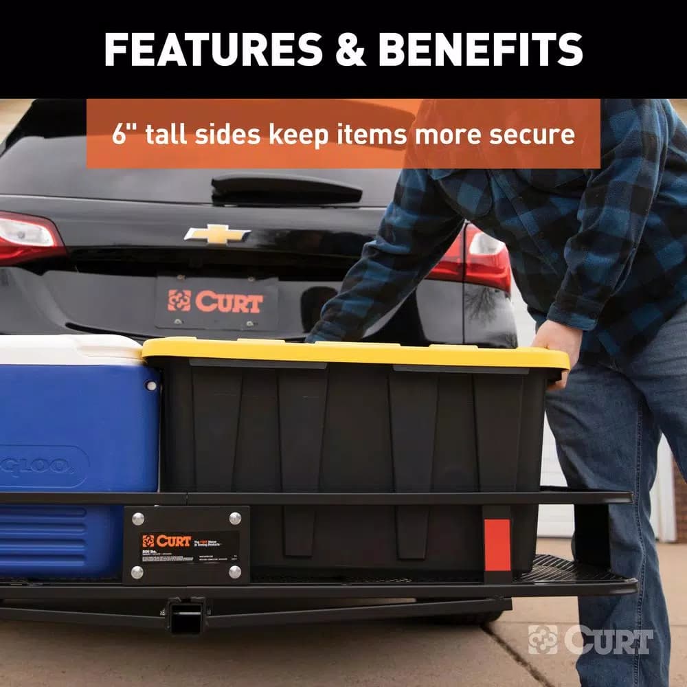 CURT Steel Wide Basket Style Hitch Cargo Carrier, 500 lb. Capacity, 2 in. Receiver