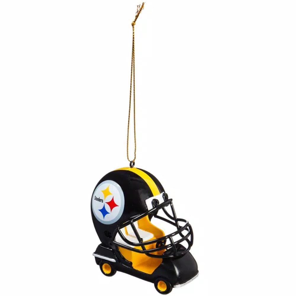 Team Sports America Pittsburgh Steelers NFL Field Cart Christmas Ornament, Detailed Resin Football Helmet Design