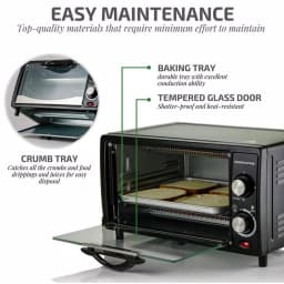 Ovente 800W Electric Toaster Oven, 10L Compact Oven with 3 Cooking Modes and 30-Min Timer, Black thumbnail 4