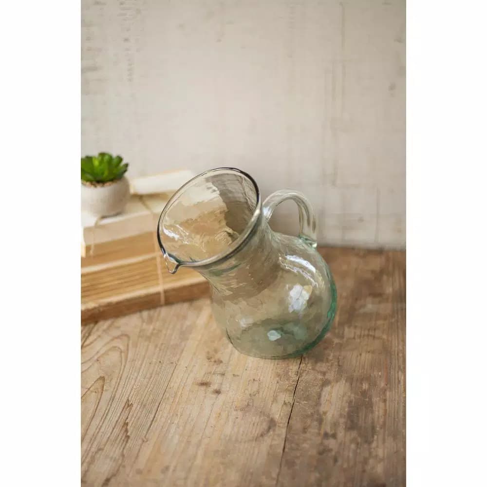 Unbranded 36 oz. Clear Hand-Blown Glass Tilted Pitcher and Vase