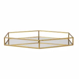 Kate and Laurel Felicia Gold Decorative Hexagon Mirrored Metal Tray thumbnail 2