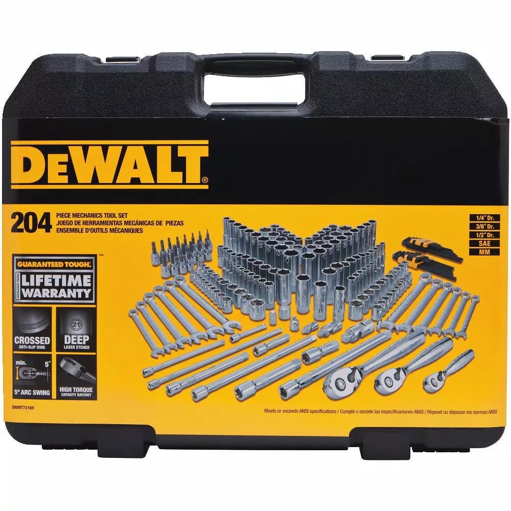 DEWALT 204-Piece Mechanics Tool Set with Ratchets and Sockets