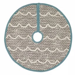 VHC Brands Sanbourne 21 in. Creme White Coastal Christmas Mini Tree Skirt with Turquoise Chambray Trim thumbnail 1
