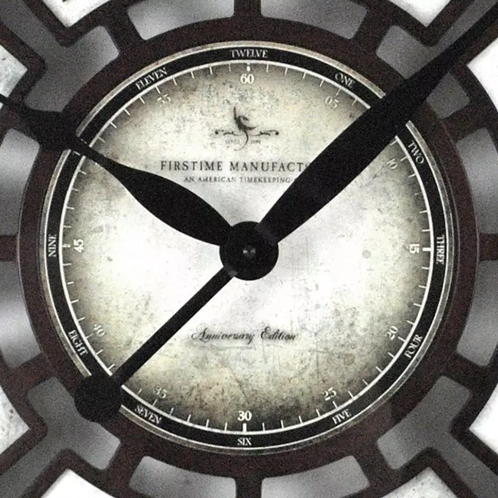 FirsTime Majestic 29 in. Round Hollow Wall Clock, Aged Espresso Brown