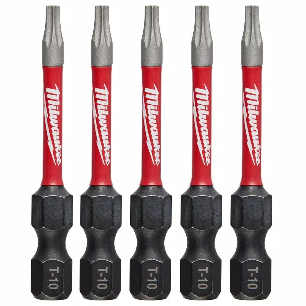 Milwaukee SHOCKWAVE Torx T10 2 in. Impact Duty Steel Screwdriver Bits, 5-Pack
