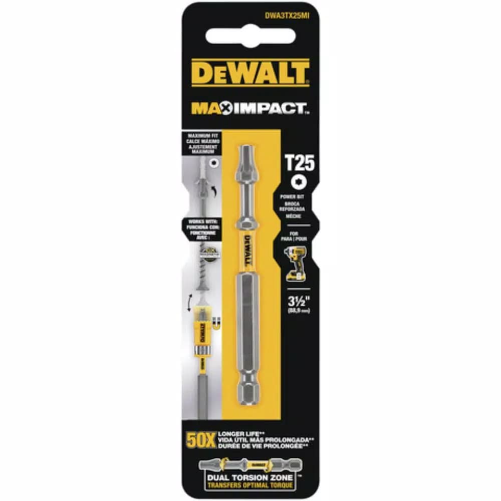 DEWALT MAX IMPACT T25 Torx Screwdriver Bit, 3.5 in.